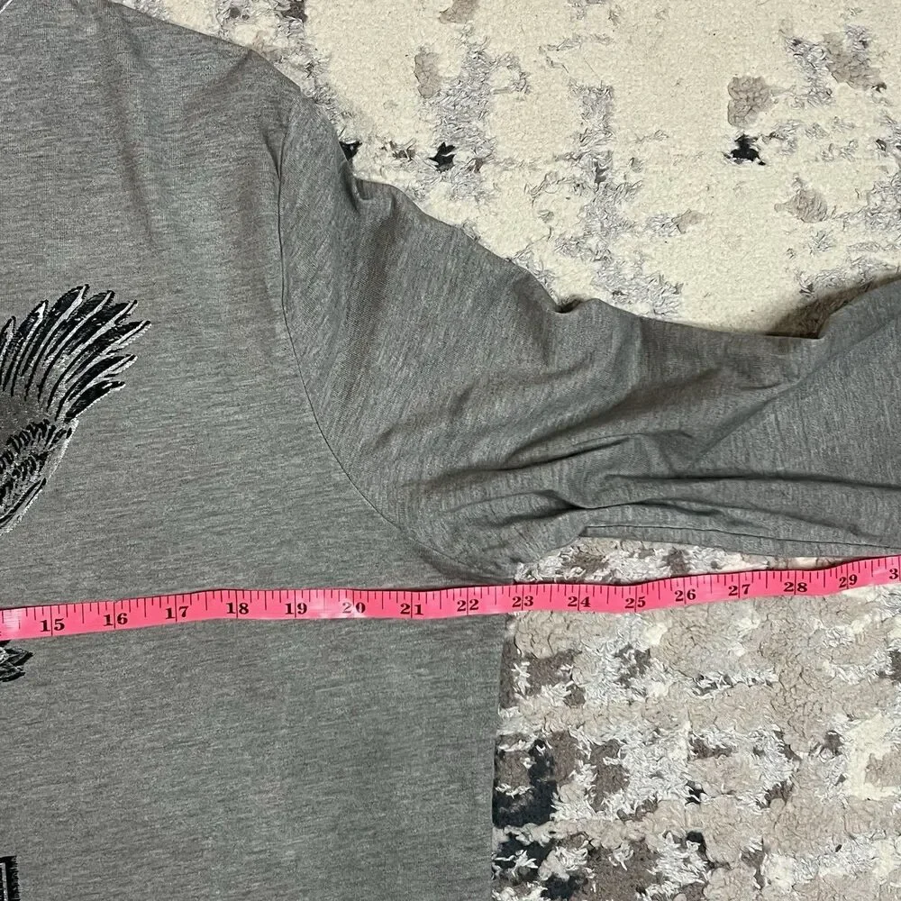 Harley Davidson Genuine Womens Sublimated Embroidery Eagle Rose Shop T SHIRT XL